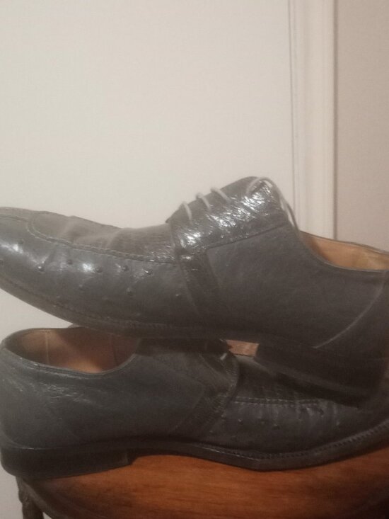 DAVID EDEN Exotic Gray Blue Crocodile Ostrich Leather Dress Shoes Mens Sz 11 main image 13